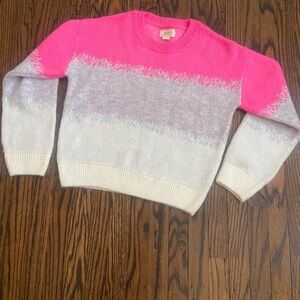 Maeve Neon Pink and Cream Crew Neck Sweater, Anthropologie